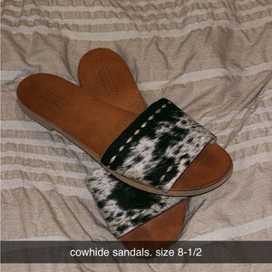 Cowhide Slide Sandals - Black and Brown